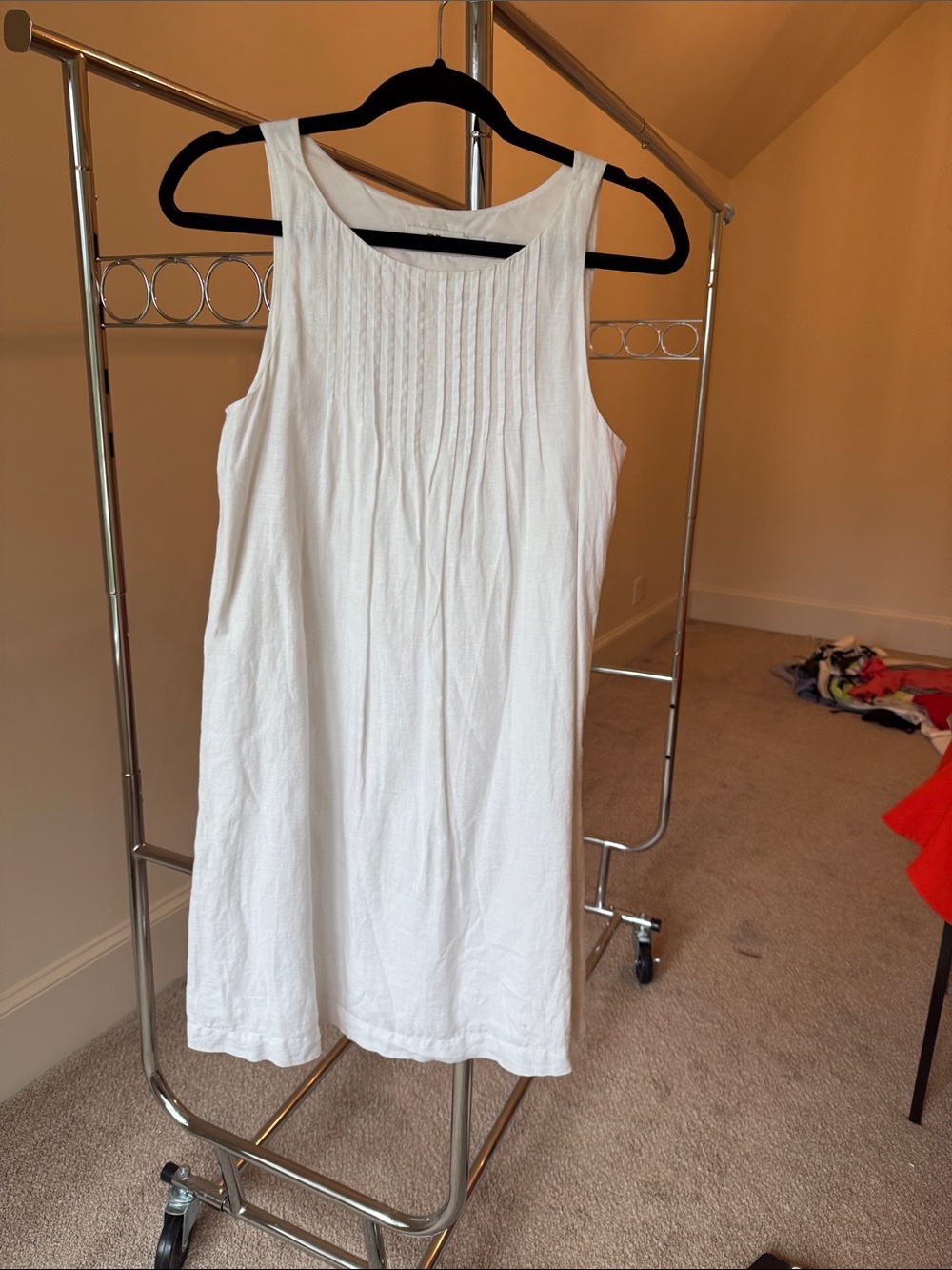 Vineyard Vines White Sleeveless Pintuck Shift Dress